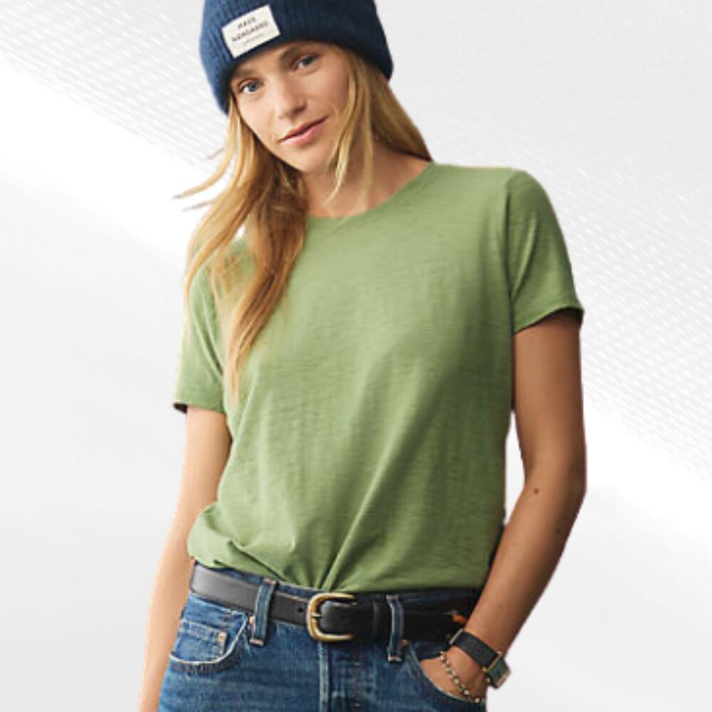 Pilcro The Bennie Slim Crewneck Tee Anthropologie Olive Green Cotton Slub S - Picture 5 of 15